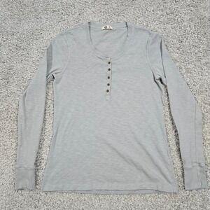 American Giant Womens Gray Henley Long‎ Sleeve Shirt Size M Minimalist Casual